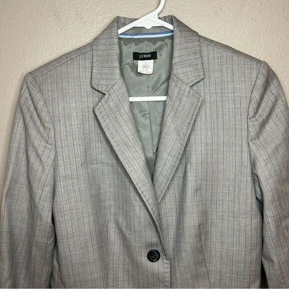 J. Crew gray striped wool 2 button blazer women’s size XS 2 - Picture 3 of 9